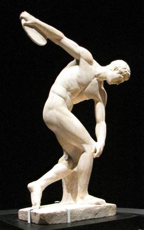 盤を投げる人ギリシャ彫刻の銅像の置物-